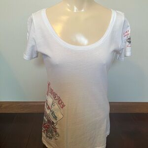 Harley Davidson Las Vegas Poker Cards fitted shirt white m biker chick Moto